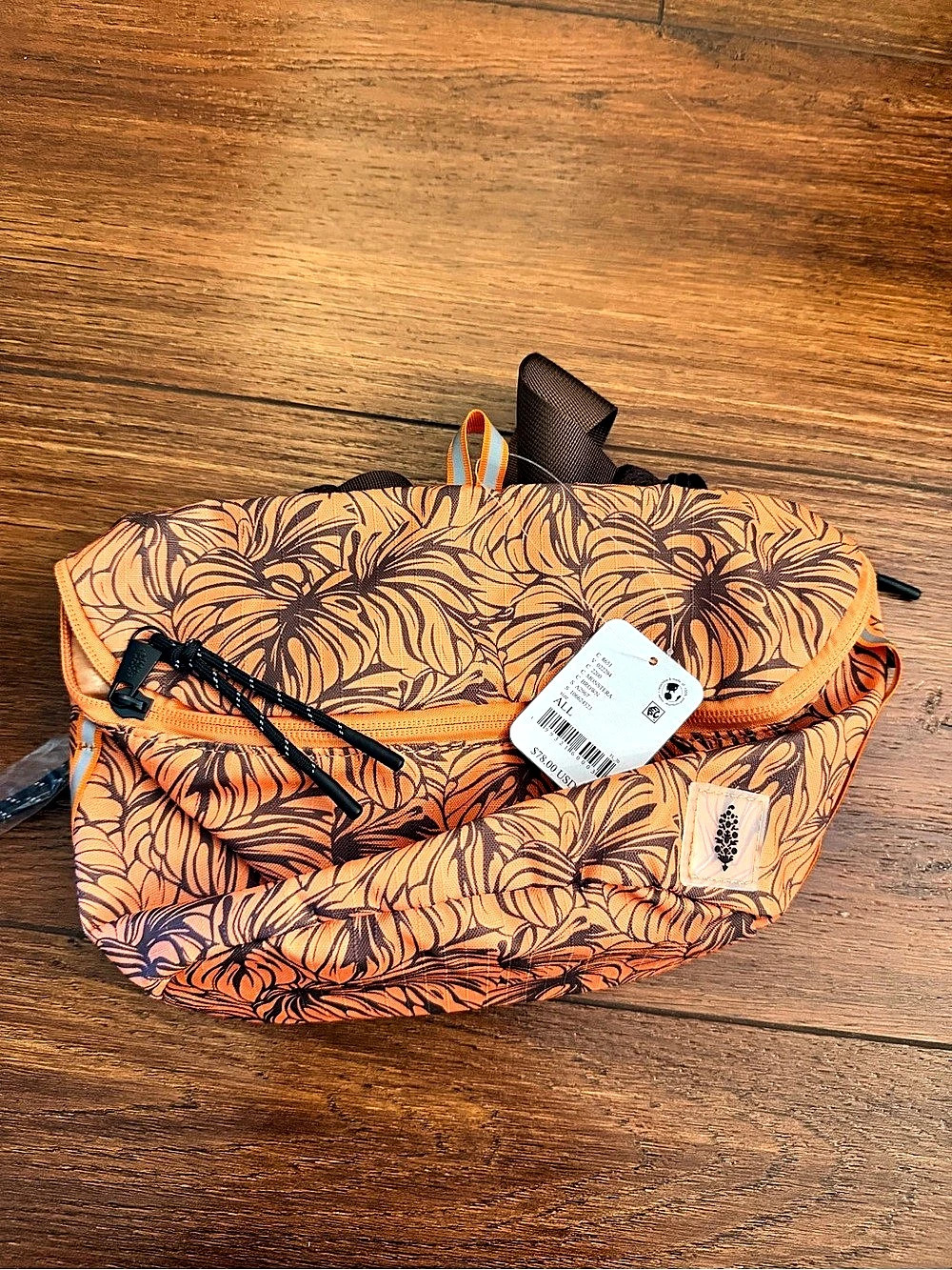 Free People Happy Packer Sling Bag Orange & Black Sling Bag NWT